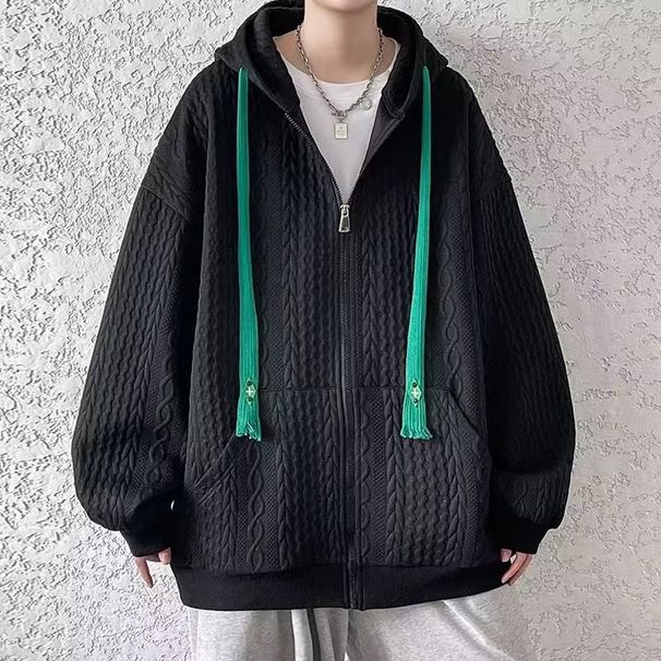 Men's Clothing Casual Zip-Up Hoodie With Drawstring, Lightweight Pullover Sweatshirt For Spring & Fall, Plain Color Loose Fit Streetwear Jacket_viptrois.com