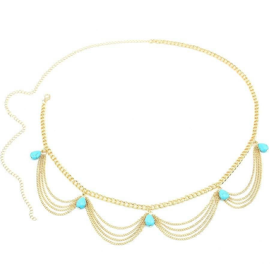 Bohemian Vintage Turquoise Pendant Waist Fashion Popular Body Chain_viptrois.com