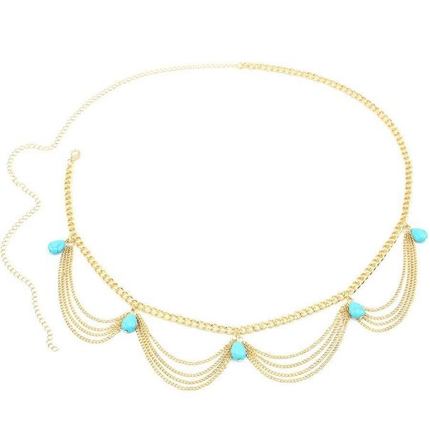 Bohemian Vintage Turquoise Pendant Waist Fashion Popular Body Chain_viptrois.com