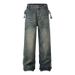Men's Clothing Fashion Brand Personality Retro Street Men And Women All Match High Street Nostalgic Washed Drape Wave Casual Short Length Jeans_viptrois.com