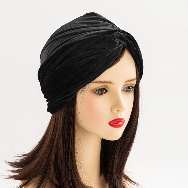 New Velvet Elastic Turban Hat Cross Twist Hat Soft and Comfortable Source Hair Care_viptrois.com