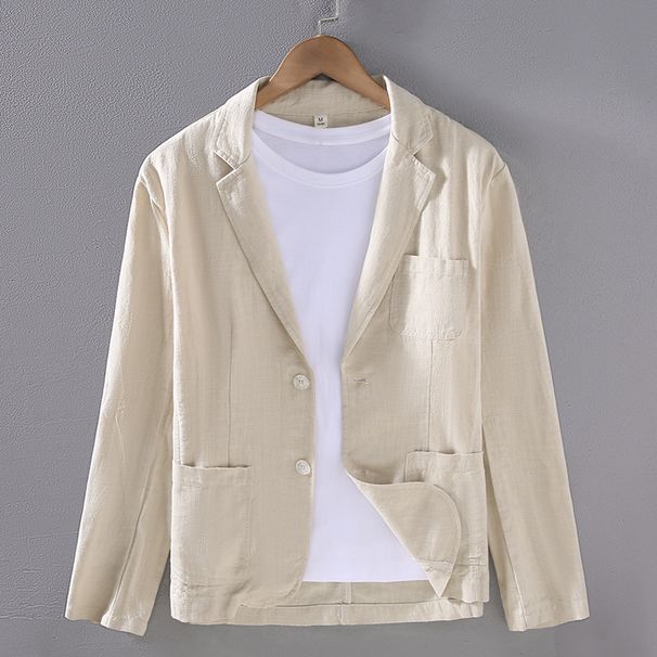 Casual Ramie Small Suit For Men, Versatile For Youth, Loose Fit For Business, Cotton And Linen Suit Jacket_viptrois.com