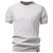 Men's 100% Cotton Short Sleeve Knit Shirt, Relaxed Fit Business Casual Top For Spring Summer Soft Washed Finish_viptrois.com