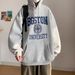 New Letter Hooded Fleece Hoodie With Trendy Temperament, Fashionable And Versatile Loose Top_viptrois.com