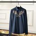 Men's Clothing Royal Pattern Shirt With Rhinestones Celebrity Style Fashion Casual Clothing Premium Embroidered Shirt Long Sleeve For Formal & Casual_viptrois.com