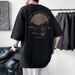 220G Drop-shoulder Short-sleeve T-shirt For Men, Cotton Round-neck Tee, White, Summer Trendy New Style, Loose Fit Men's_viptrois.com