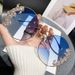 New frameless cut edges with diamond inlaid fashionable circular rhinestone sunglas, wave design, and mirror leg_viptrois.com