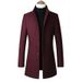 Loom Loom Autumn Winter Men's Mid-Length Single-Breasted Trench European American Style Solid Color Simple Stand Collar Wool Coat_viptrois.com