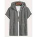 "Men's Stylish Letter Print Hooded T-Shirt - Breathable Polyester, Relaxed Fit, V-Neck Design For Casual & Streetwear (_viptrois.com