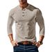 Men's Outdoor Versatile Casual Corduroy Shirt Top Solid Color Round Neck Long Sleeve_viptrois.com