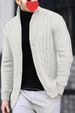 Loom 2024 New European And American Casual Thickened Warm Cable Knit Cardigan Men's Autumn Winter Knitted Sweater_viptrois.com