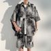Summer Floral Shirt Set Beach Vacation Men's Pants Ice Silk New Shorts Short Sleeve_viptrois.com