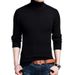 Men's High Neck Solid Color Sweater - Warm Wool Blend Knitwear Slim Fit Casual Pullover For Winter_viptrois.com