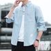 Men's Clothing Casual Long Sleeve Shirt - Breathable Polyester Slim Fit Button Down Shirt For Teens & Adults (White, Navy, Sky Blue, Gray, Red)_viptrois.com