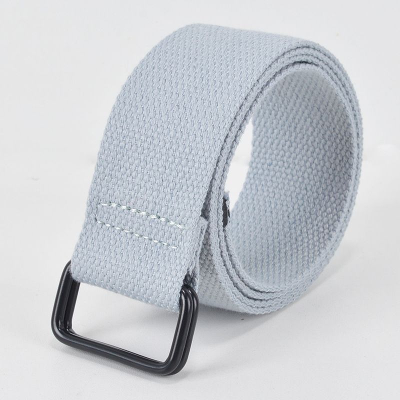 Non-hole punch-free men's and women's canvas belt double ring buckle student military training Belt Men's decorative double buckle woven pants belt_viptrois.com