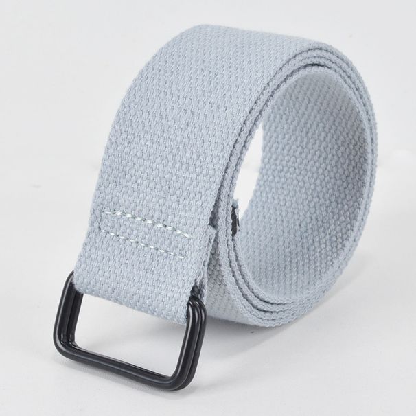 Non-hole punch-free men's and women's canvas belt double ring buckle student military training Belt Men's decorative double buckle woven pants belt_viptrois.com