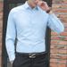 Men's Long Sleeved White Business Casual Professional Formal Wear Korean Version Trendy Solid_viptrois.com