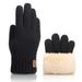 Wool knit touch screen gloves men's winter fleece thickened outdoor cold warm gloves_viptrois.com