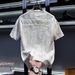 Men's Clothing Men's Premium Distressed Round Neck Short Sleeve T-Shirt - Trendy Streetwear For Summer - Black, Coffee, White - Slim Fit Cotton Blend_viptrois.com