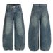 American Style Washed Cat Whiskers Scimitar Jeans Unisex New Deconstructed Patchwork Loose Casual High Waist Wide Leg_viptrois.com