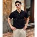Men's Textured Polo Shirt Knitwear Short Sleeve T-Shirt Lapel Business Summer Top Old Money Style_viptrois.com