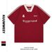 Men's Clothing High Street Retro Embroidery Color Matching V Neck Short Sleeved T Shirt Loose Casual Couple Sports Jersey Half Sleeve Trend_viptrois.com