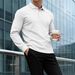 Men's Long-Sleeve Waffle Knit Polo Shirt – Collared Business Casual Top For Winter & Fall_viptrois.com