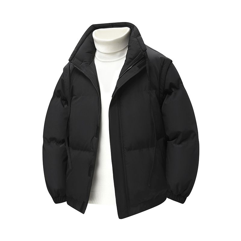 Men's Winter Cotton-Filled Jacket - Loose Fit Casual Stand Collar Coat For Unisex Fashion (Black, Purple, Olive, Khaki)_viptrois.com
