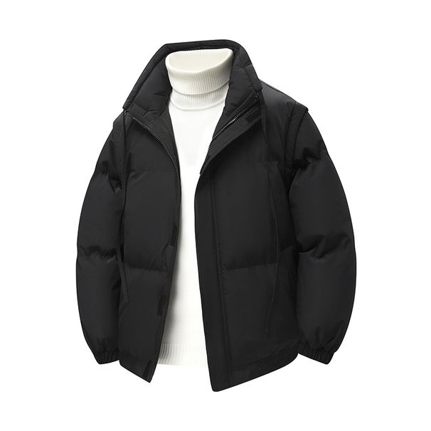 Men's Winter Cotton-Filled Jacket - Loose Fit Casual Stand Collar Coat For Unisex Fashion (Black, Purple, Olive, Khaki)_viptrois.com