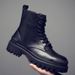Leather Martin Boots Men's High-top Wind Mid-help Tooling Locomotive Soft Leather Velvet Men's Shoes_viptrois.com