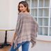 One-line collar tassel cape lady's striped cape coat_viptrois.com