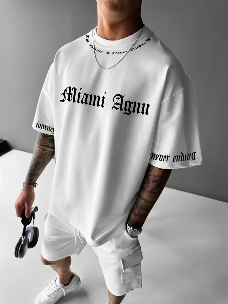 Men's Clothing Summer Casual Loose Breathable Short Sleeved Round Neck T Shirt 2024 Fashion Simple Slogan 3D Digital Printing_viptrois.com