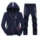 "Men's 2-Piece Zip-Up Hoodie Set – Trendy Streetwear Pullover & Pants With Stand Collar (Black/Grey/Navy) – Sizes M-4XL"_viptrois.com