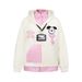 College Style Two-Piece Hooded Sweatshirt For Men Irregular Color Block Plaid Cartoon Dog Ear Hat Trendy Brand_viptrois.com