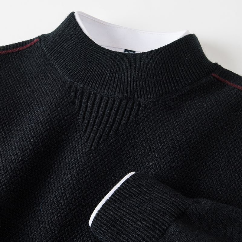 2025 New Anti-Pilling Winter Men's Knit Sweater Half Turtleneck Inverted Triangle Jacquard Base Shirt_viptrois.com