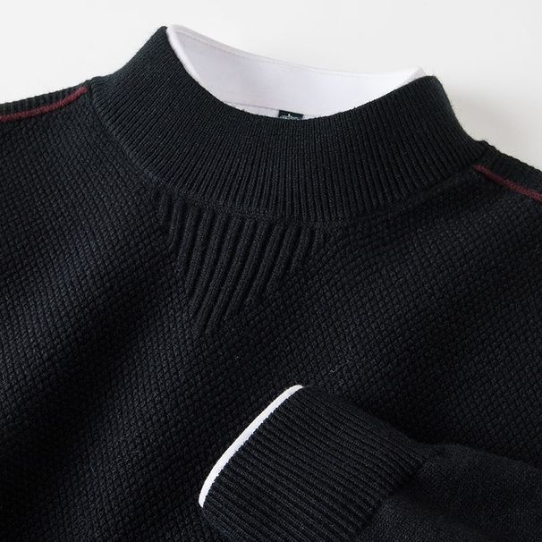 2025 New Anti-Pilling Winter Men's Knit Sweater Half Turtleneck Inverted Triangle Jacquard Base Shirt_viptrois.com