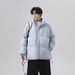 Unisex Water-Resistant Stand Collar Puffer Jacket, Oversized Winter Coat With Thick Polyester Fill, Couple Matching Streetwear For Cold Weather_viptrois.com