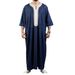 Men's Clothing New Robe Short Sleeve Embroidery Navy Blue Men's Muslim Robe_viptrois.com