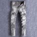 Men's Clothing High Street Fashion Retro Men's Jeans Distressed Gray Washed Ripped Patches Slightly Stretch Slim Fit Skinny Jeans Men's Trendy_viptrois.com