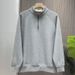 Pure Autumn Winter Versatile Loose Long Sleeve Inner Layer Fleece Lined Thickened Half-Zip Casual Sweatshirt Men Solid Color_viptrois.com