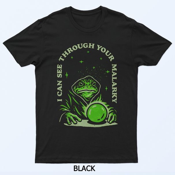 I Can See Through Your Malarky Frog Wizard T-Shirt Mens Womens Tees Top_viptrois.com