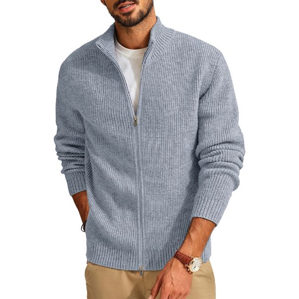 Men's Cardigan Pullover With Zipper, Casual Ripped Knitted Pullover For Men, Warm Winter Overwear, Autumn Leisure Pullover, Coats For Men_viptrois.com