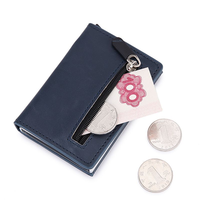 Passport Covers & Wallets Anti Theft Metal Wallet Men's Short RFID Card Holder Credit Card Box Bank Card Holder Card Holder Coin Purse_viptrois.com