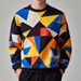 Creative Irregular Square Colorful 3D Digital Print Men's Spring And Autumn Versatile Long Sleeve Loose Crew Neck_viptrois.com
