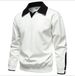 Men's Stylish Autumn Polo Shirt With Layered Collar Design, Long Sleeve Casual Pullover, Trendy Two-Tone Contrast_viptrois.com