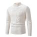 Men's Clothing Classic Solid Color Mock Neck Knit Slim Fit Casual Pullover, Soft Acrylic Blend Fabric, Breathable & Comfortable, Versatile Layering_viptrois.com