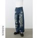 Men's Clothing Nirben Denim | American Ripped Jeans Men's High Street Retro Vibe Loose Trendy Straight Wide Leg Trousers_viptrois.com
