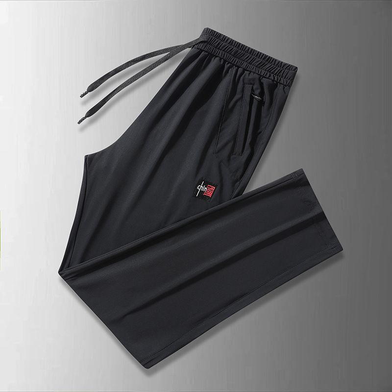 Men's Cooling Stretch Jogger Pants - Ultra-Breathable Nylon For Summer Comfort - Loose Fit & High Elasticity - Dark Gray/Black/Navy_viptrois.com