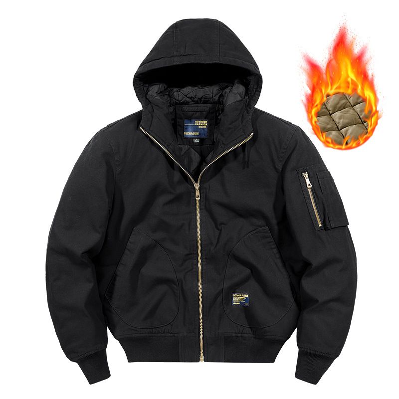 Men's Clothing Casual Jacket Flight Hooded Jacket Men's Coat Loose Workwear Jacket Large Size Casual Jacket Men_viptrois.com