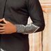 Men's moslem ethnic style black stand-up collar cotton ready stock plain slim casual spring and autumn shirt 864558_viptrois.com